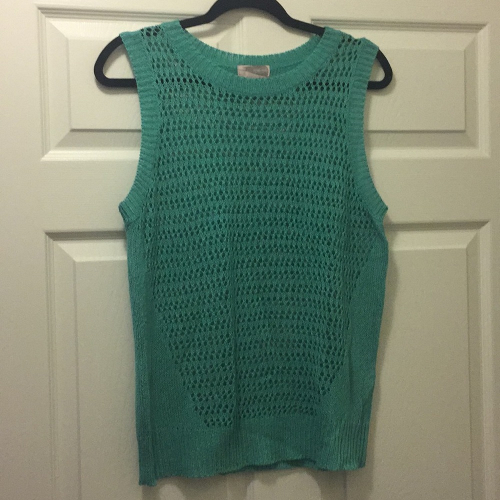 Light green mesh sweater.